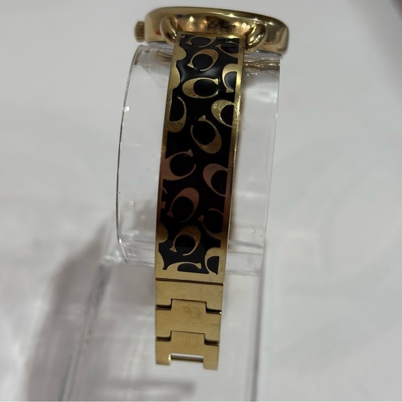 Coach Signature Black & Gold Enamel Bracelet Watch Ladies RARE New Battery Dec24 - Picture 5 of 13
